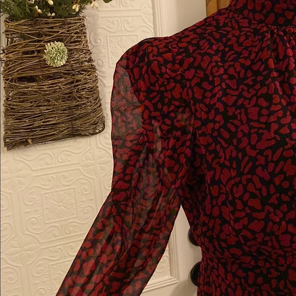 Topshop high neck mini dress in red animal print - Picture 8 of 12